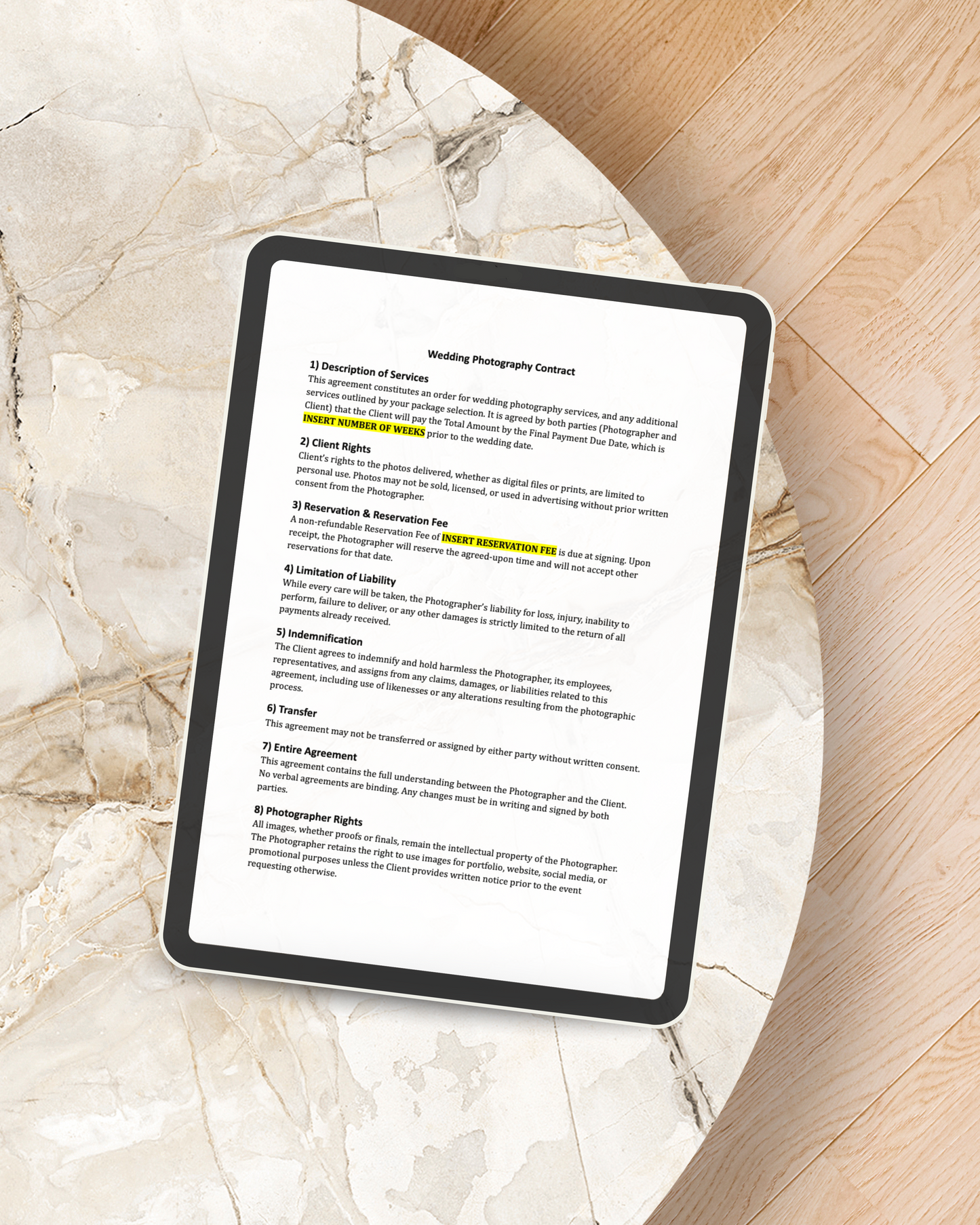 Wedding Photographer Contract