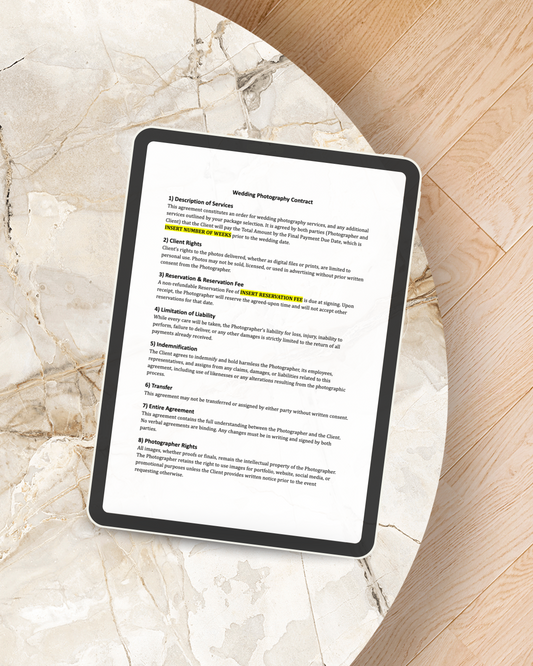 Wedding Photographer Contract